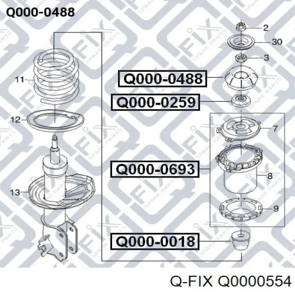 Купити Q0000554 Q-fix Опора амортизатора переднього лівого