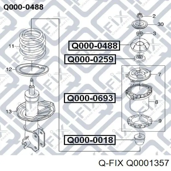 Опора амортизатора переднього Q0001357 Q-fix