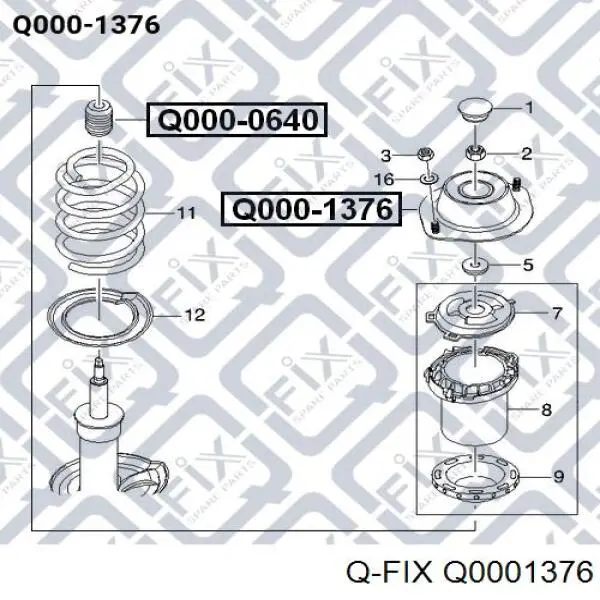 Опора амортизатора переднього Q0001376 Q-fix