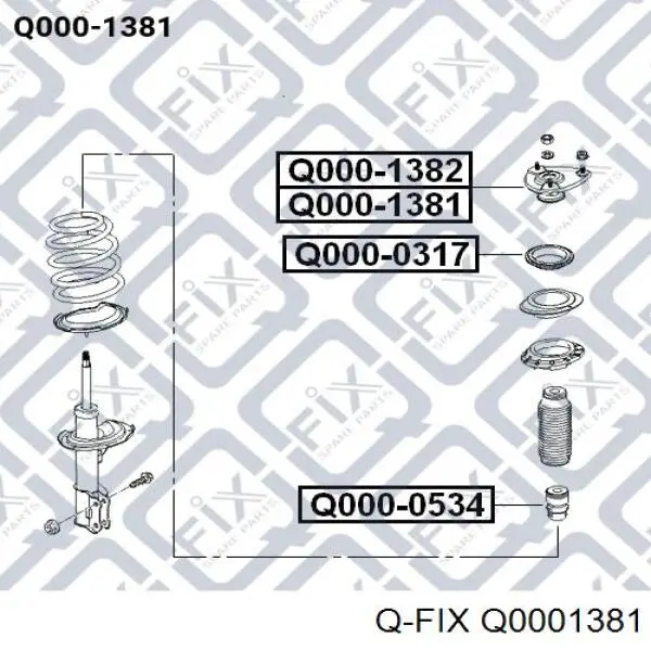 Купити Q0001381 Q-fix Опора амортизатора переднього лівого