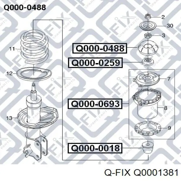 Q0001381 Q-fix Опора амортизатора переднього лівого