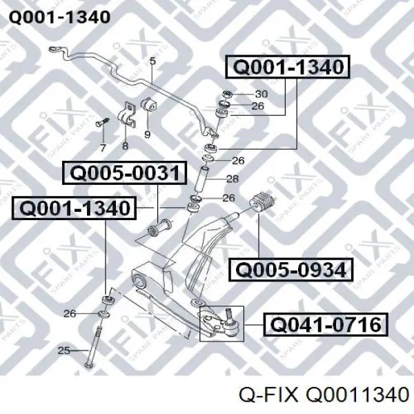 Втулка стійки переднього стабілізатора Q0011340 Q-fix