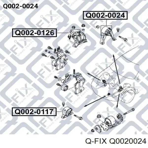 Подушка (опора) двигуна, задня Q-fix Q0020024 ціна, від 20.38 USD