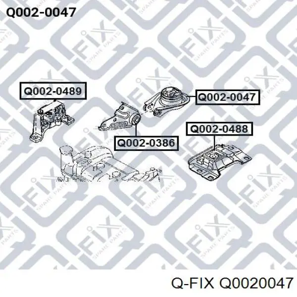 Подушка (опора) двигуна, ліва задня Q0020047 Q-fix