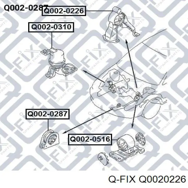 Подушка (опора) двигуна, задня Q-fix Q0020226 ціна, від 27.33 USD