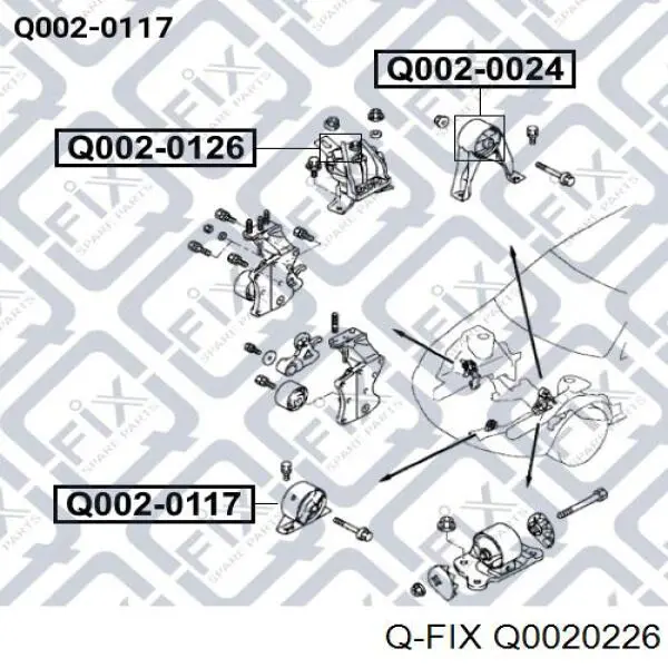 Подушка (опора) двигуна, задня Q0020226 Q-fix