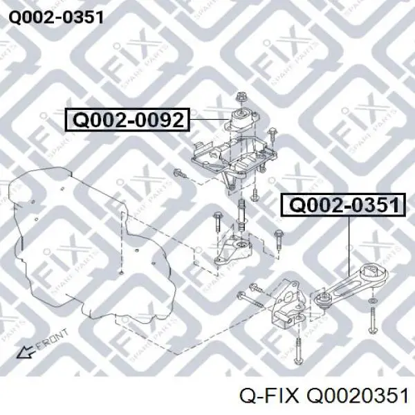 Купити Q0020351 Q-fix Подушка (опора) двигуна, ліва нижня