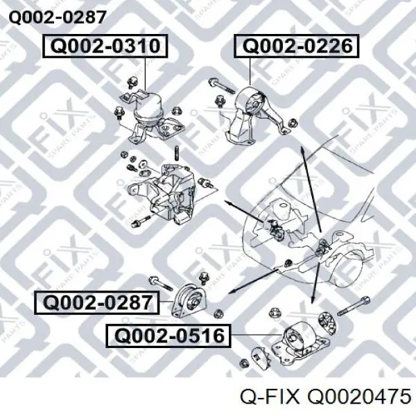 Подушка (опора) двигуна, передня Q0020475 Q-fix