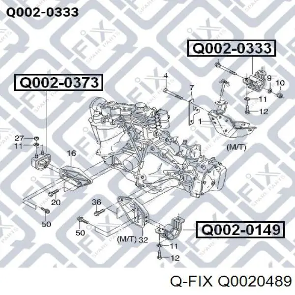 Купити Q0020489 Q-fix Подушка (опора) двигуна, права