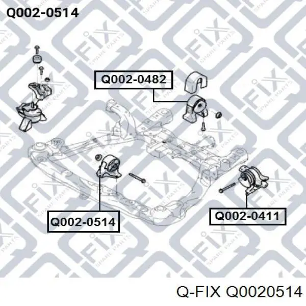 Подушка (опора) двигуна, передня Q-fix Q0020514 ціна, від 19.42 USD