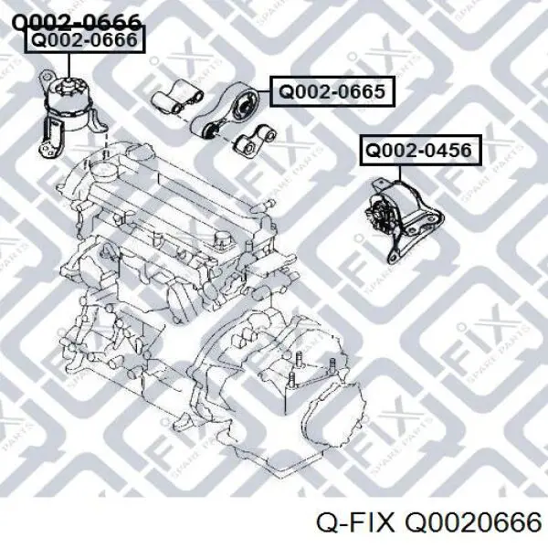 Подушка (опора) двигуна, права Q0020666 Q-fix