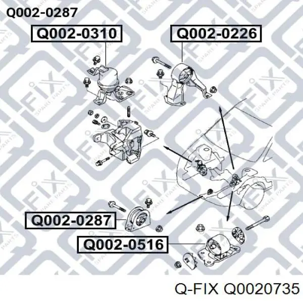 Подушка (опора) двигуна, задня Q-fix Q0020735 ціна, від 15.93 USD
