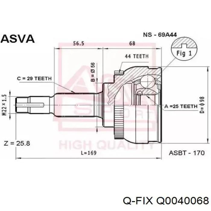 Пильник ШРУСа внутрішній, правий Q-fix Q0040068 ціна, від 9.32 USD