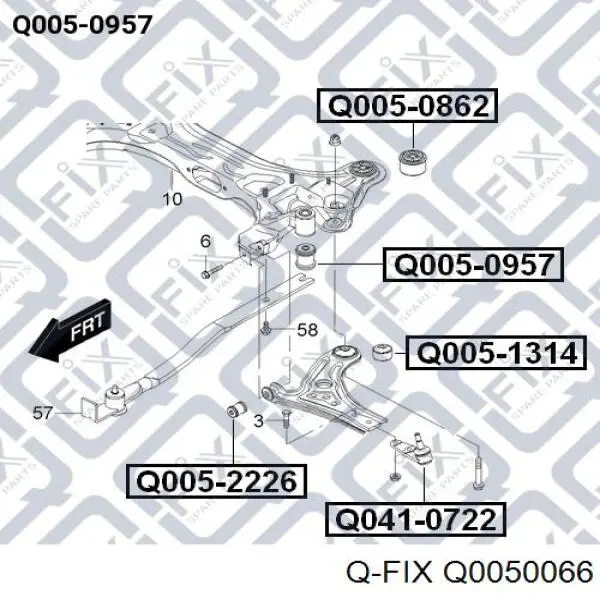 Q0050066 Q-fix Сайлентблок заднього поперечного важеля