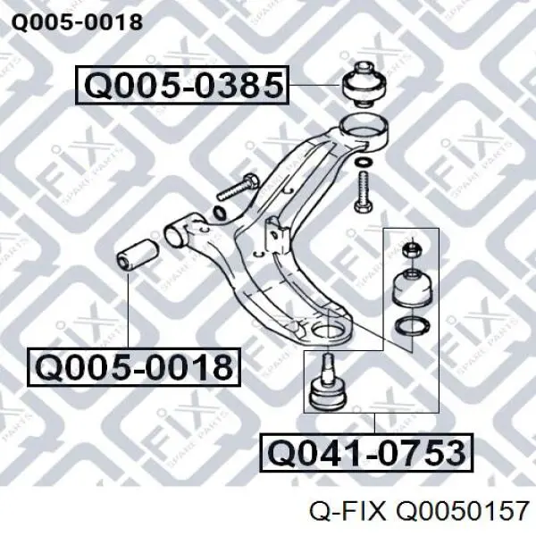 Купити Q0050157 Q-fix Сайлентблок заднього поздовжнього важеля, передній