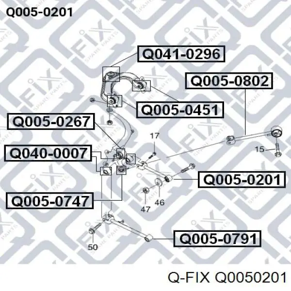 Сайлентблок тяги поперечної, задньої підвіски Q0050201 Q-fix