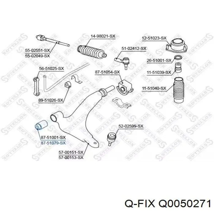 Сайлентблок переднього нижнього важеля Q0050271 Q-fix