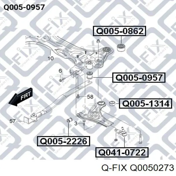 Q0050273 Q-fix Сайлентблок заднього поперечного важеля, зовнішній
