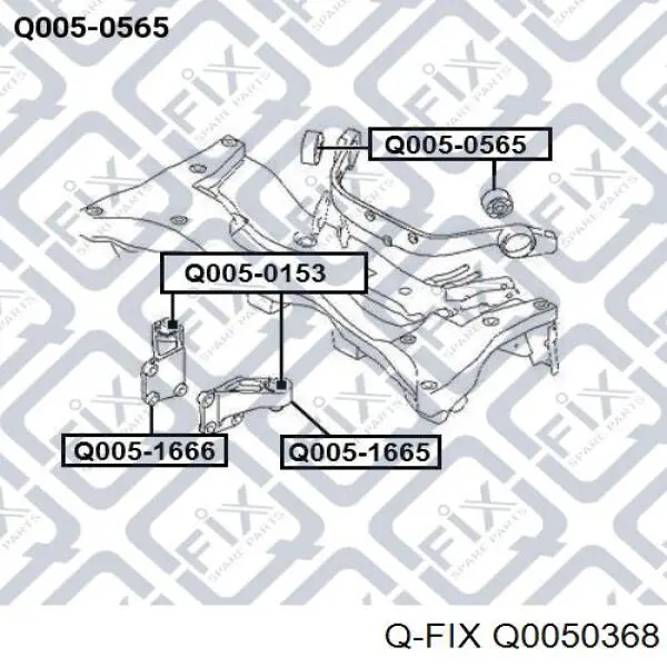 Сайлентблок траверси кріплення заднього редуктора, лівий Q0050368 Q-fix