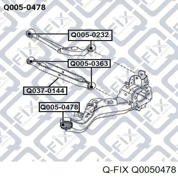Сайлентблок заднього поздовжнього важеля, передній Q0050478 Q-fix