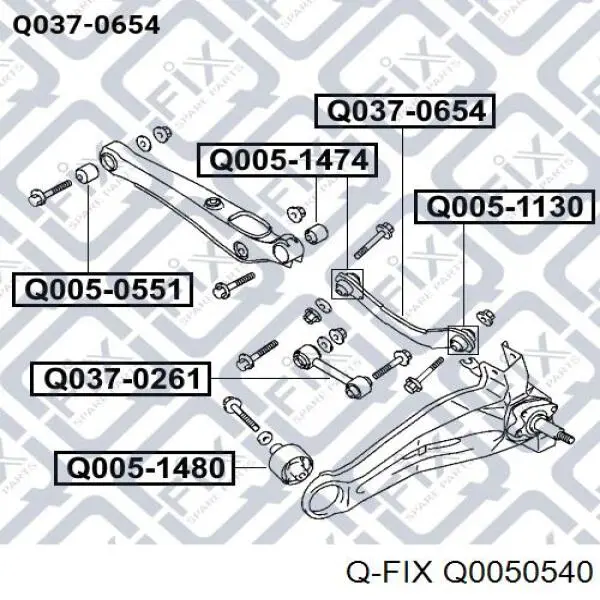 Сайлентблок тяги поперечної, задньої підвіски Q0050540 Q-fix