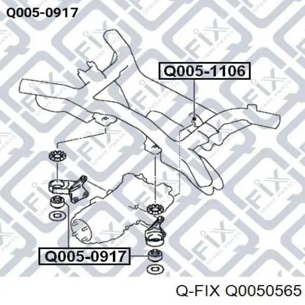 Сайлентблок траверси кріплення заднього редуктора, задній Q0050565 Q-fix