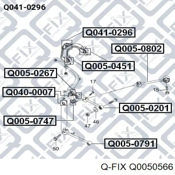 Сайлентблок заднього верхнього важеля Q0050566 Q-fix