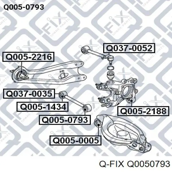 Сайлентблок заднього поперечного важеля, зовнішній Q0050793 Q-fix