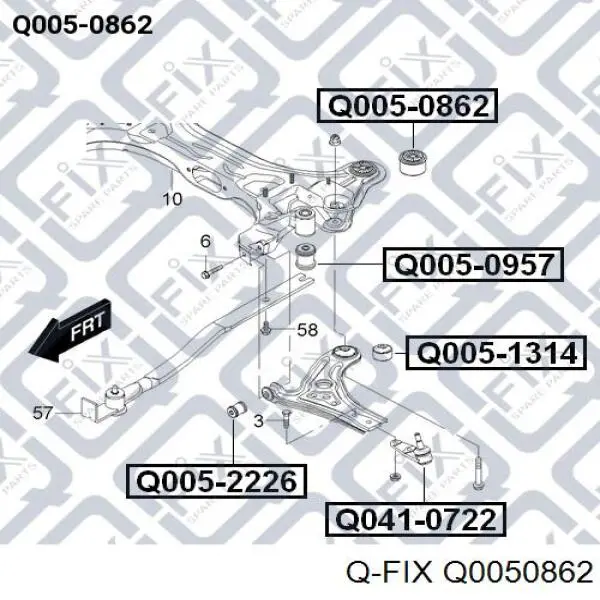 Сайлентблок передній балки/підрамника Q0050862 Q-fix