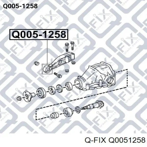 Сайлентблок траверси кріплення заднього редуктора, передній Q0051258 Q-fix