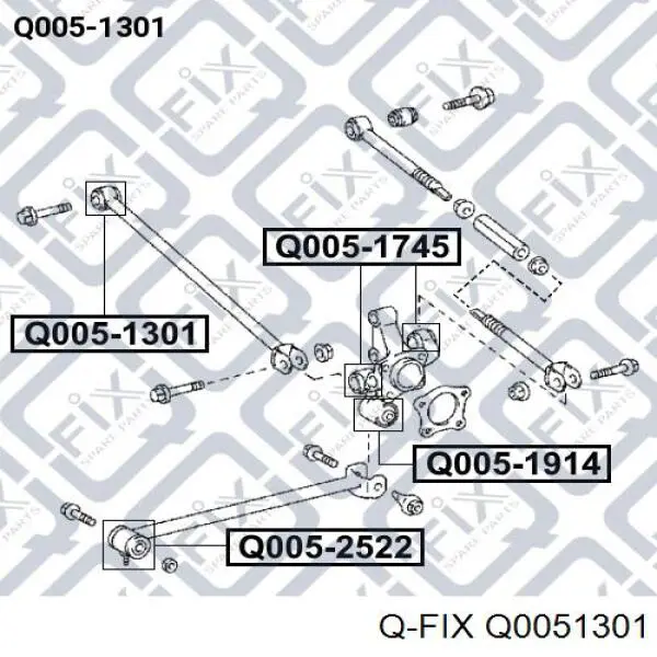 Сайлентблок тяги поперечної, задньої підвіски Q0051301 Q-fix