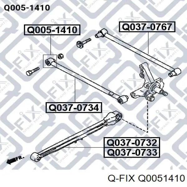 Сайлентблок тяги поперечної, задньої підвіски Q0051410 Q-fix