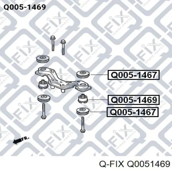 Сайлентблок траверси кріплення заднього редуктора, передній Q-fix Q0051469 ціна, від 7.38 USD