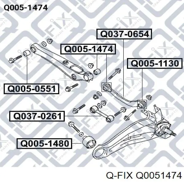 Сайлентблок заднього поперечного важеля, зовнішній Q0051474 Q-fix