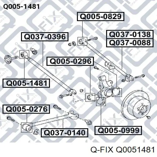 Купити Q0051481 Q-fix Сайлентблок заднього поперечного важеля, внутрішній