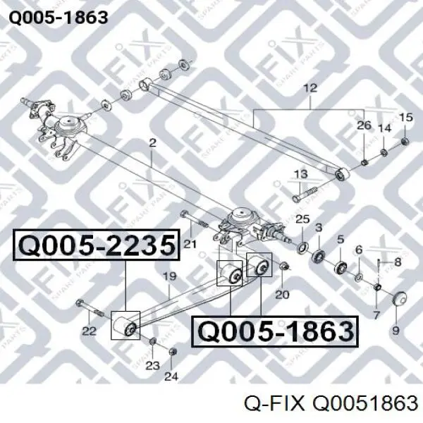 Сайлентблок заднього поздовжнього важеля, задній Q0051863 Q-fix