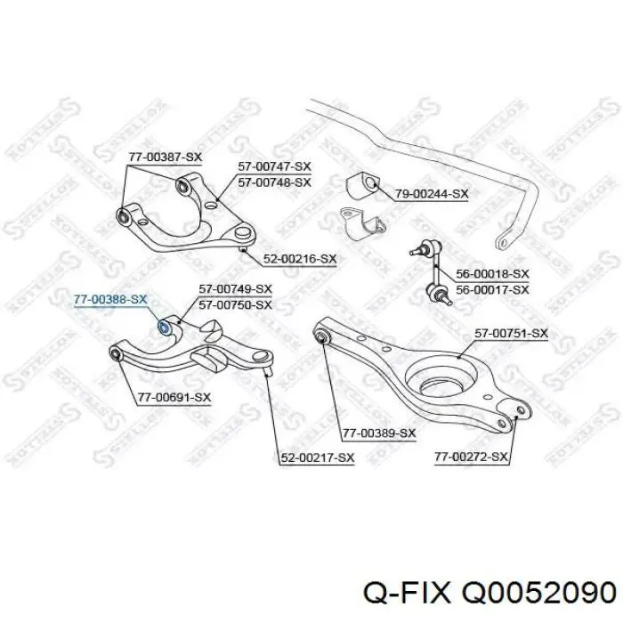 Сайлентблок заднього нижнього важеля Q-fix Q0052090 ціна, від 8.83 USD