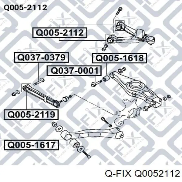 Сайлентблок заднього важеля Q-fix Q0052112 ціна, від 6.81 USD