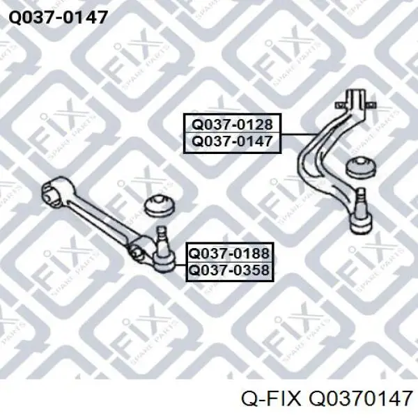 Важіль передньої підвіски нижній, правий Q-fix Q0370147 ціна, від 45.83 USD