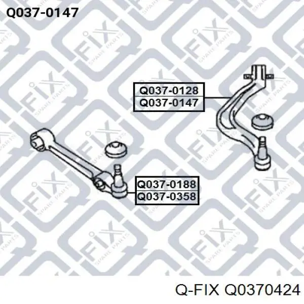Важіль передньої підвіски нижній, правий Q-fix Q0370424 ціна, від 35.85 USD