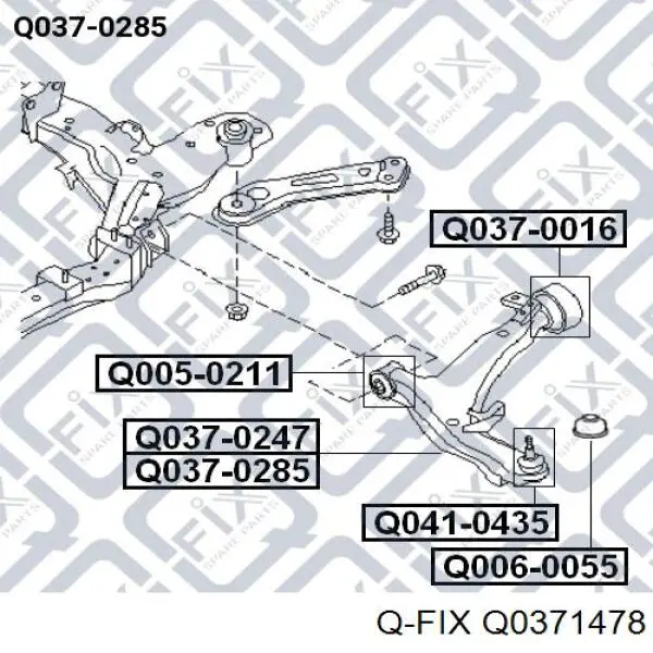 Важіль передньої підвіски нижній, правий Q-fix Q0371478 ціна, від 28.47 USD