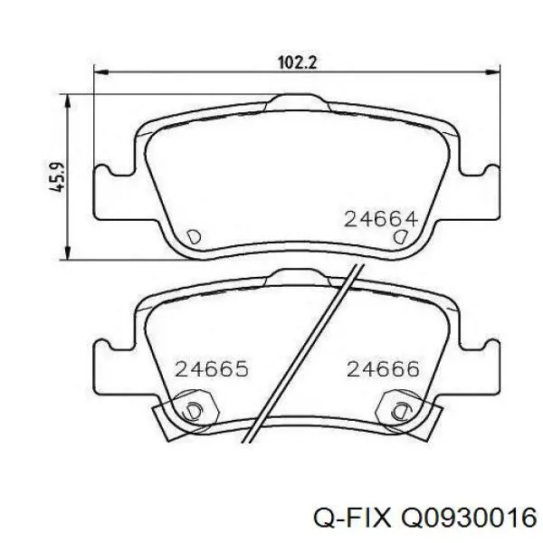 Задні гальмівні колодки Q0930016 Q-fix