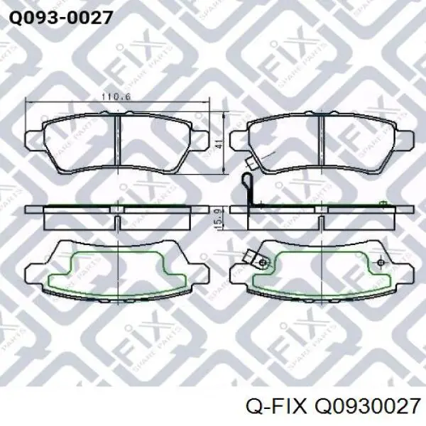 Колодки гальмові задні, дискові Q0930027 Q-fix