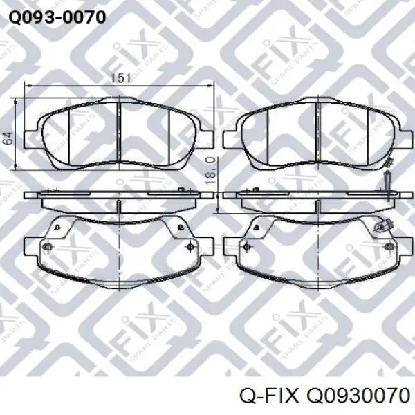 Колодки гальмівні передні, дискові Q0930070 Q-fix