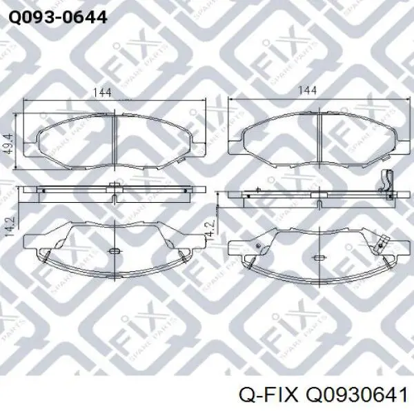Передні тормозні колодки Q0930641 Q-fix