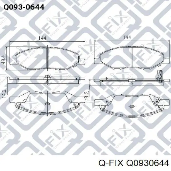 Передні тормозні колодки Q0930644 Q-fix