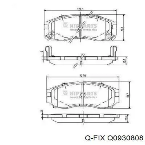 Передні тормозні колодки Q0930808 Q-fix