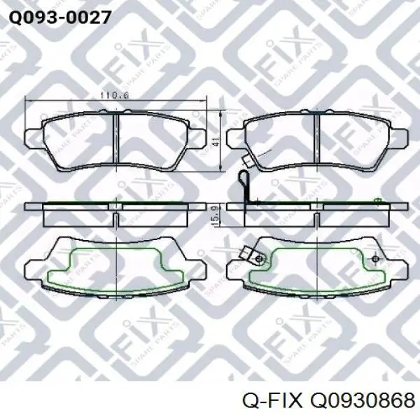 Колодки гальмівні передні, дискові Q0930868 Q-fix