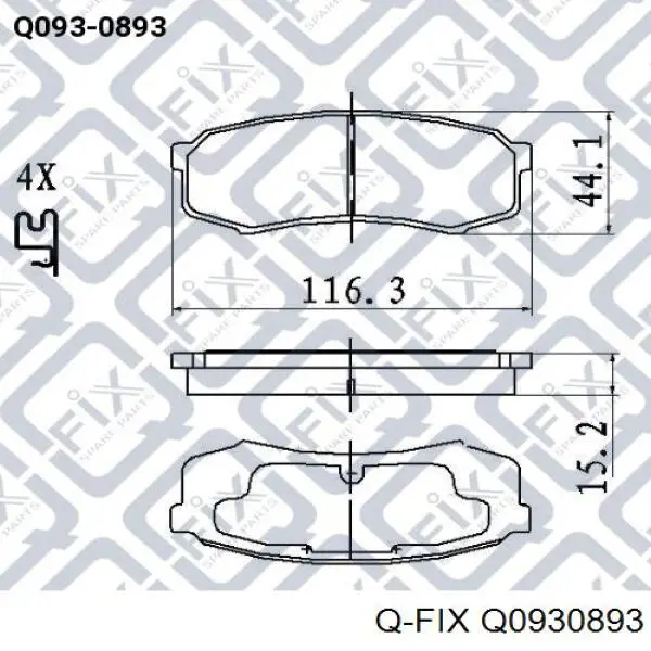 Q0930893 Q-fix Колодки гальмівні задні, дискові
