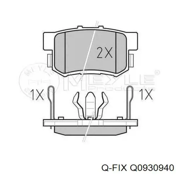 Задні гальмівні колодки Q0930940 Q-fix